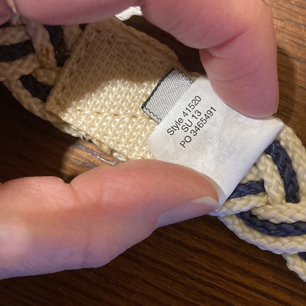 J.Crew Belt Womens Large/Extra Large Braided Fashion. Cream & blue. 47” long - Picture 4 of 5
